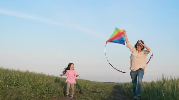 Family with a kite. 