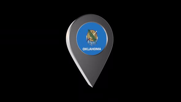 3d Animation Map Navigation Pointer With Oklahoma Flag With Alpha Channel - 2K