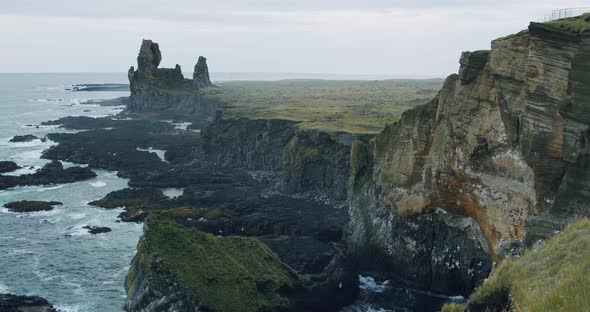 Londrangar Cliffs Located in Snaefellsness Peninsula Iceland