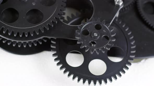 Black Cogwheel Gears Rotation 8