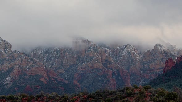 Storm Clouds in the Red Rocks of Sedona Timelapse Tight Shot