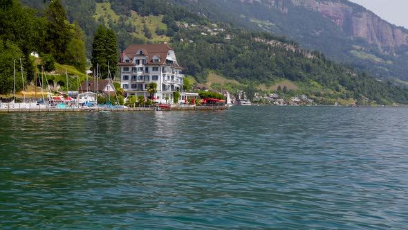 A small town on the shores of Lake Lucerne.