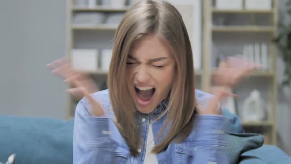 Screaming Young Girl Shouting in Anger