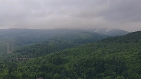 Morning Fog in the Mountains Landscape with Forest on Pocono Pennsylvania