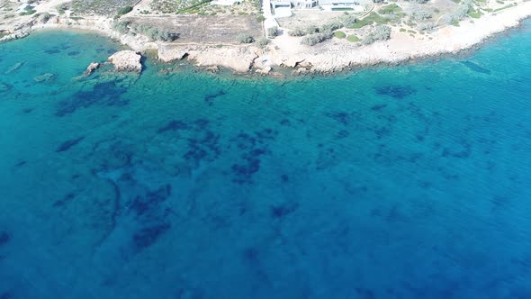 Village of Aliki on the island of Naxos in the Cyclades in Greece from the sky