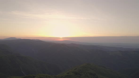 Sunset Skyline Over Mountain Peaks in Bulgaria