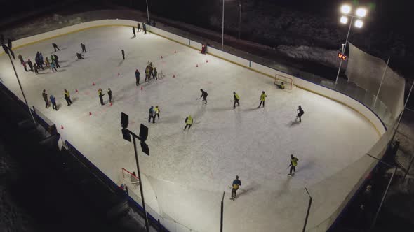 Ice Hockey On The Evening Rink