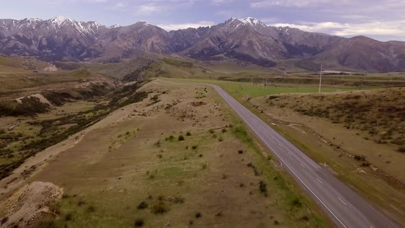 Aerial view of road in New Zealand