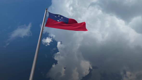 Samoa Flag Waving 4K