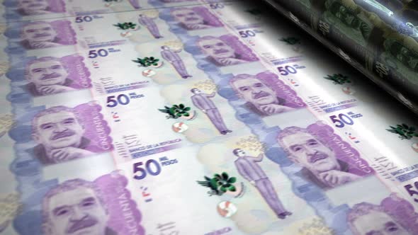 Colombia Pesos money banknotes printing seamless loop