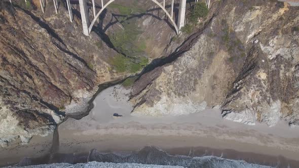 4K Aerial view of Bixby Creek Bridge in Big Sur California USA