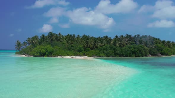 Aerial texture of tranquil resort beach lifestyle by blue ocean with white sand background of a dayo