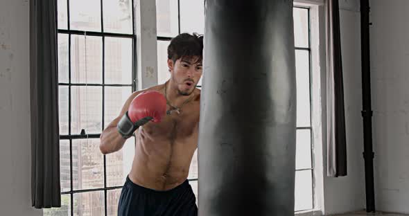 Athletic Male Boxing Slow Motion