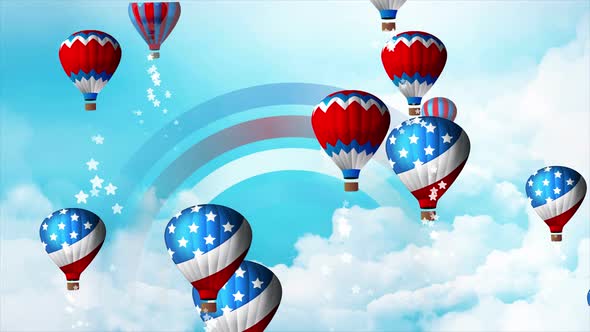 USA Hot Sir Balloons Loop Background 4K