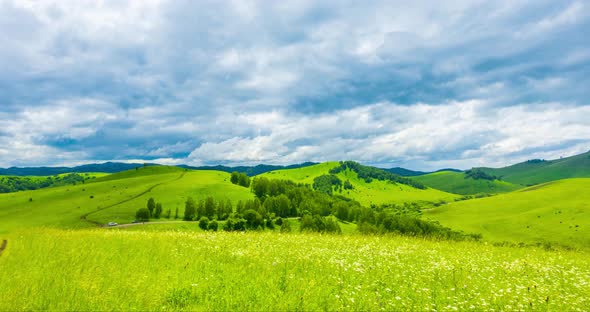 Mountain Meadow Timelapse at the Summer or Autumn Time