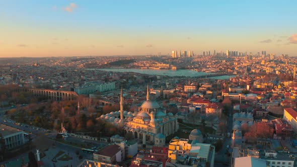 Istanbul Mosque and City Panorama View From the Flight