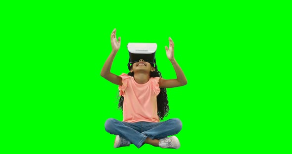 Girl using virtual reality headset 4k