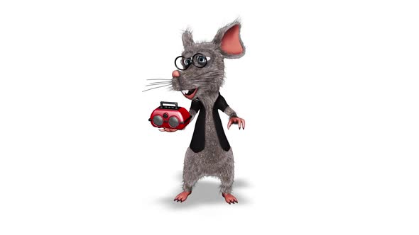 Cartoon 3D Rat Show Player  Looped on White