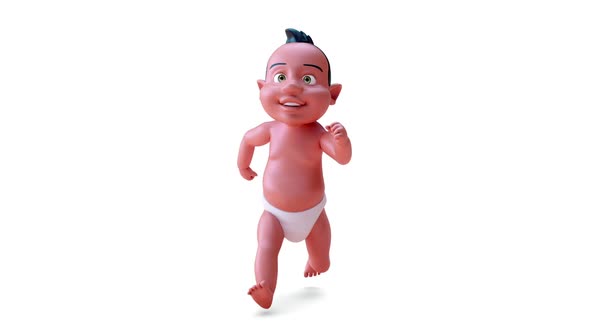 Fun 3D cartoon of an indian baby