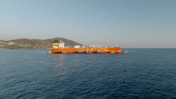 A gas tanker is at sea aerial view 4 K Turkey Alanya