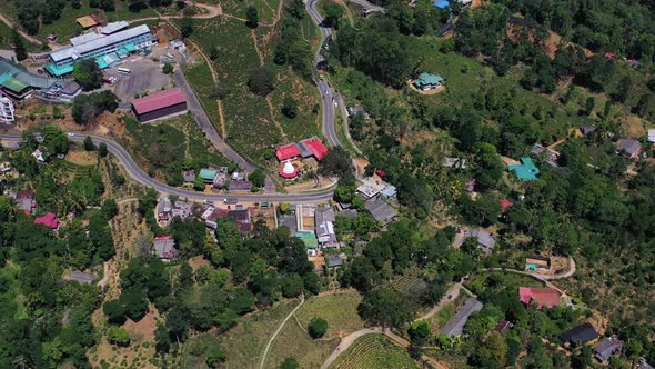 Aerial view of a small settlement of houses, Moragalla, Sri Lanka.