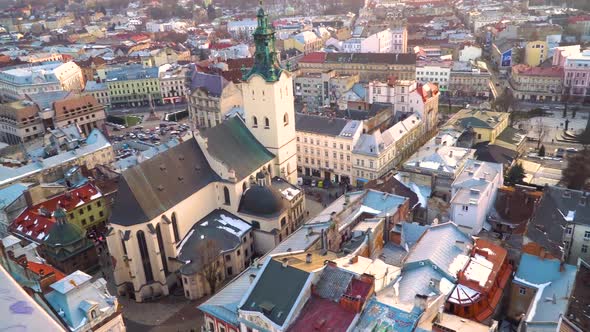 Top View of the Center of Lviv City