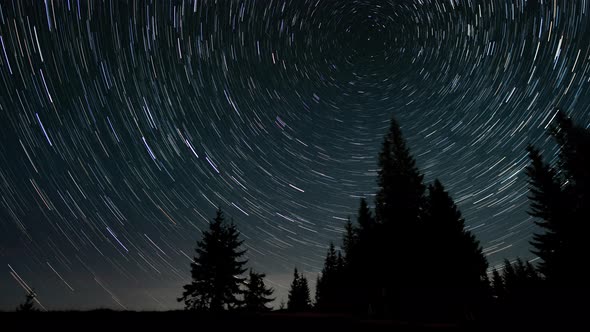 Time Lapse of Star Trails in the Night Sky