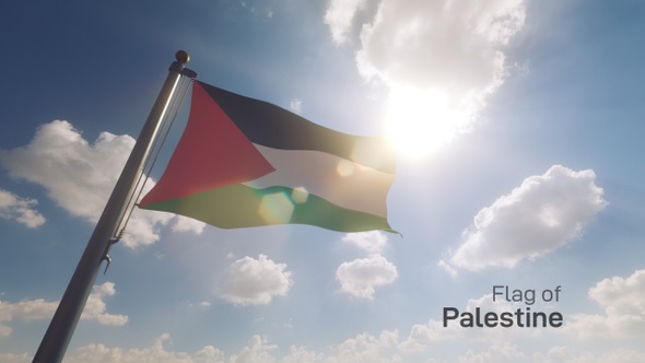 Palestine Flag on a Flagpole V2