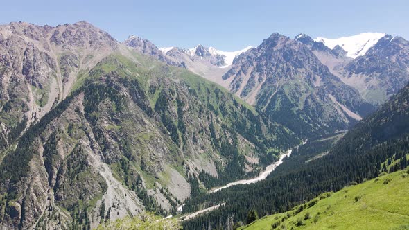 Aerial Landscape of Mountain Valley in Kazakhstan