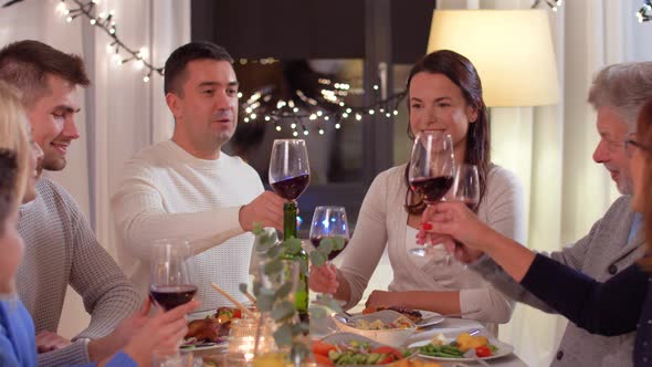 Happy Family Having Dinner Party at Home