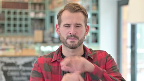 Portrait of Young Man Arm Gesture, No Sign