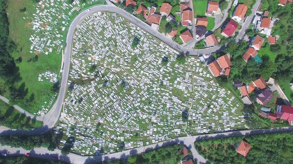 Flying over Bosnian graveyard