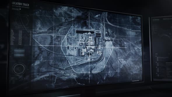 Tracking Location with Modern Satellite Technology. Chemical Plant. UI alt