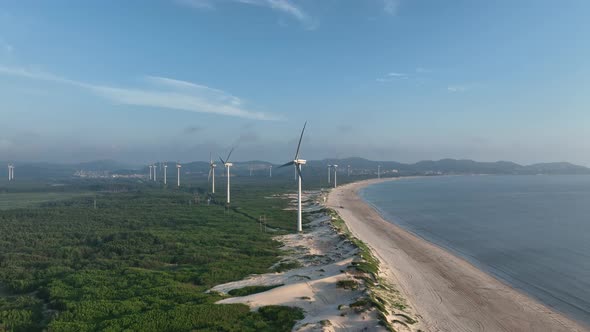 Wind Turbines in mountain during sunset