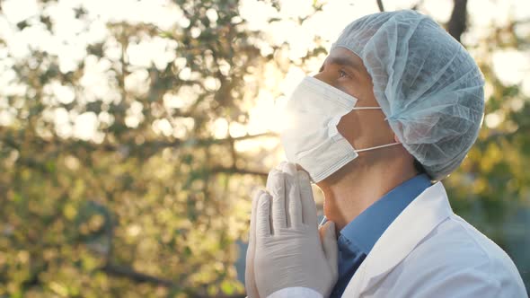 Physician Praying at the Sunset