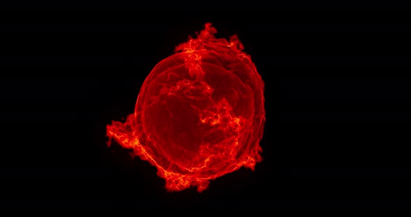 4K seamless loop of burning fire sphere on black background alt