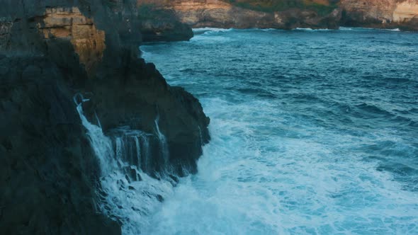 Awesome power of waves breaking over dangerous rocks.