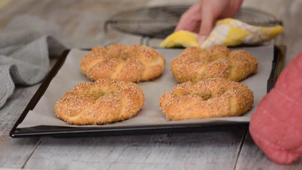 Freshly Baked Turkish Bagels Simit