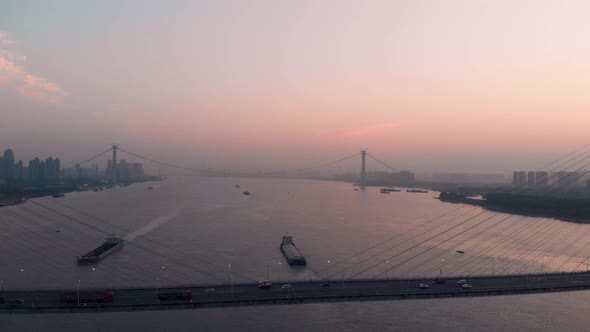 Sunrise of Yangtze River Bridge