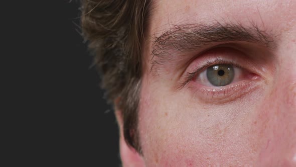 Close up of a Caucasian man eye