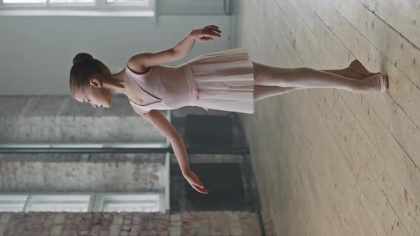 Beautiful 9-Year-Old Ballerina Standing On Her Toes