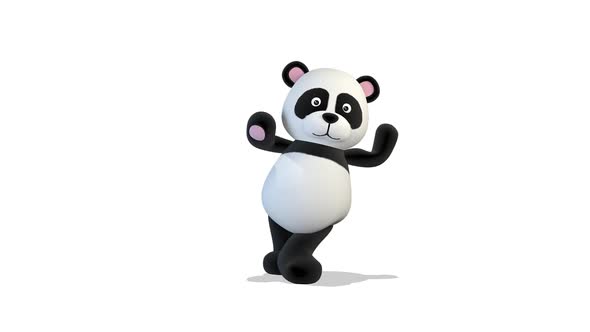 Panda Leans On An Object And Talks About It on White Background