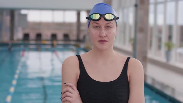 Slowmo Portrait of Female Swimmer