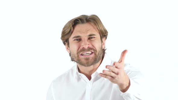 Angry Yelling Man on white Background