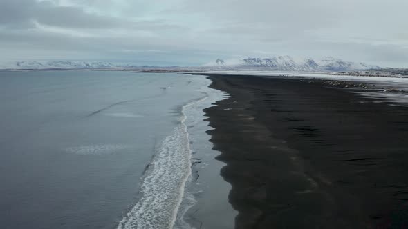 Aerial View of the Hvitserkur Cliff Before Sunset. Iceland in Early Spring