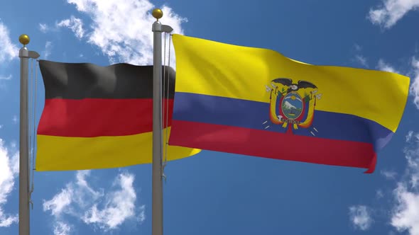 Germany Flag Vs Ecuador On Flagpole