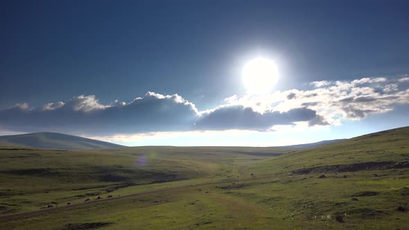 Vast Meadows and Treeless Pasture in Siberia