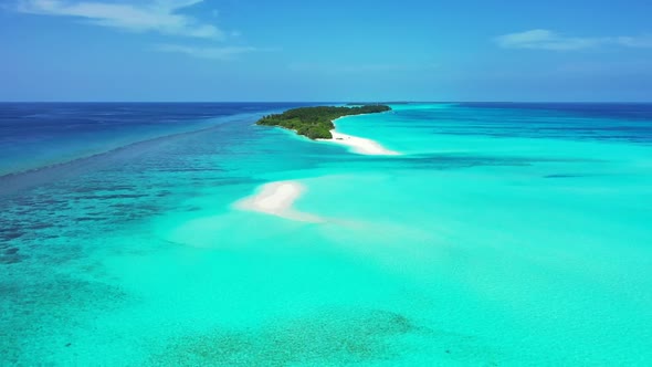 Aerial top view seascape of exotic sea view beach adventure by turquoise sea with white sandy backgr