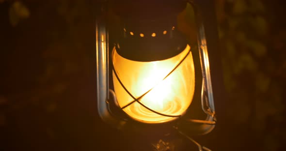 Night Lamp Burning In Darkness