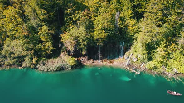 Aerial View of the Plitvice Lakes in the National Park of Croatia Clean Nature